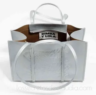 NUEVO bolso BIMBA Y LOLA plateado PIEL tendencia