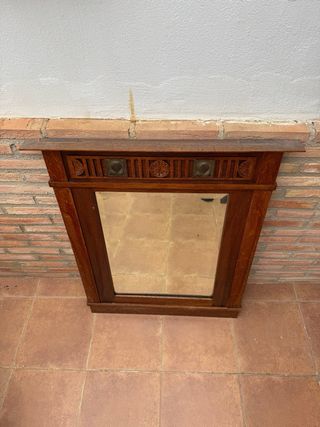 Espejo antiguo de madera y biselado