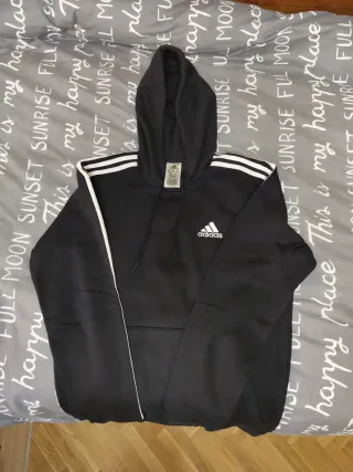 Sudadera Adidas Negra con Rayas Blancas