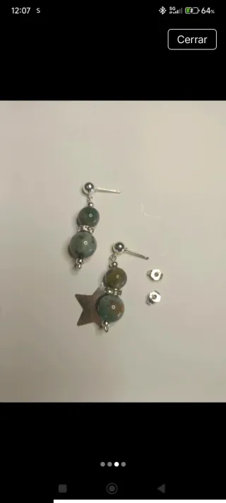 Collar y pendientes de plata con piedras verdes