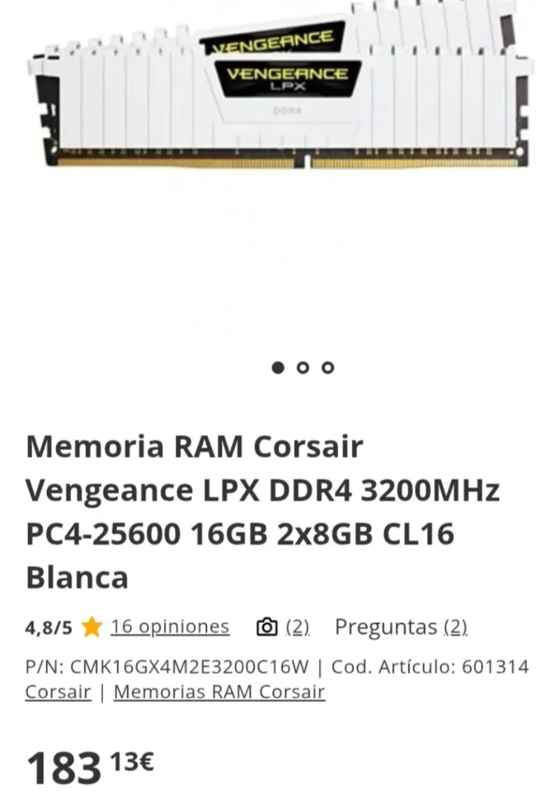 Corsair Vengeance LPX DDR4 3200 2x8GB afbeelding 2
