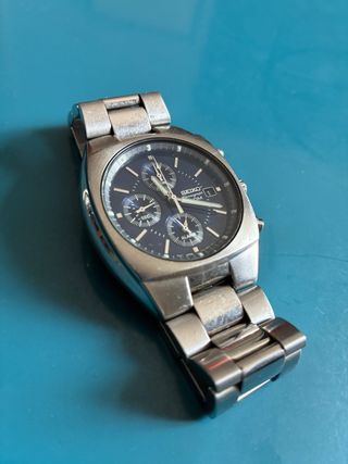 Reloj Seiko Cronógrafo Alarma Plata Azul