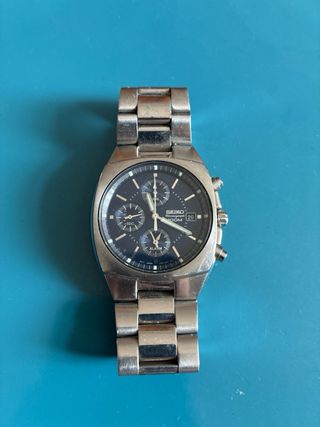 Reloj Seiko Cronógrafo Alarma Plata Azul