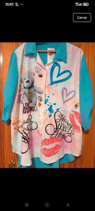 Camisa Moschino Oso Corazones Talla L/XL Nueva.