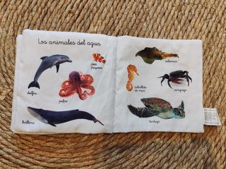 Libro tela sensorial Montessori animales bebé