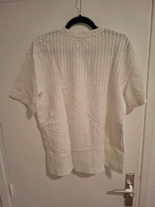 Camiseta Zara Hombre Blanca Texturizada