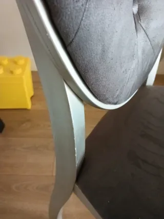 Silla de terciopelo gris y plata