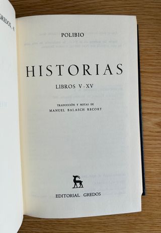Historias. Libros V-XV. Polibio. Gredos (1981)