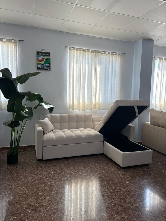 OFERTA!! Sofá Cama Chaise Longue Negro-Beige