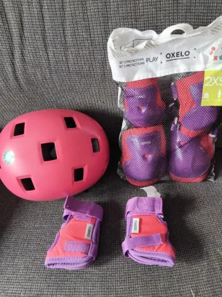 Conjunto Patinaje Infantil Oxelo Rosa/Morado