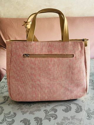 Bolso Solchetta patchwork rosa y beige