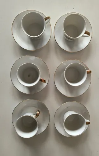 Juego 6 tazas café antiguas porcelana