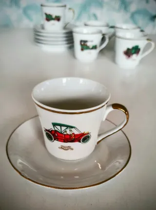 Juego 6 tazas café antiguas porcelana