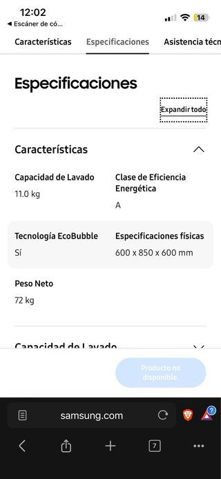 Lavadora Samsung 11kg Garantía oficial