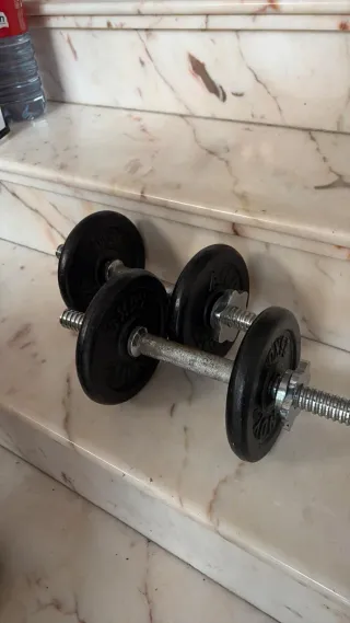 Banco de pesas + pesas + barra