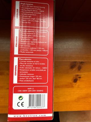 Placa de cocción Bestron AHP112