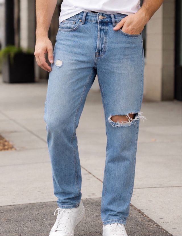 Zara Jeans Hombre Azul Rotos Talla 42