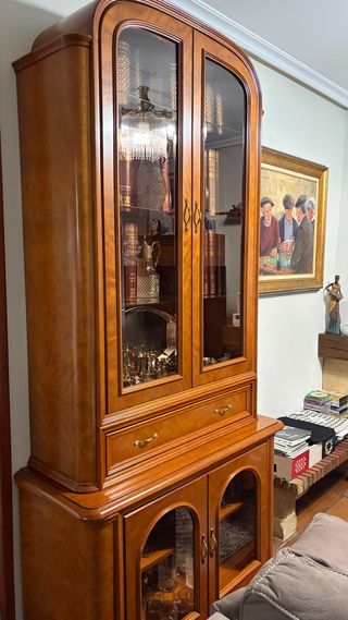 Vitrina de madera y cristal 2 piezas