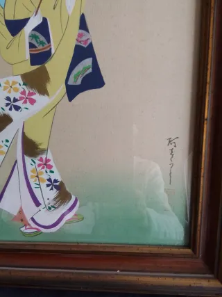 Acuarelas antiguas de Japón (2 piezas)