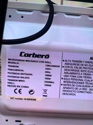 Microondas Corberó Grill Beige