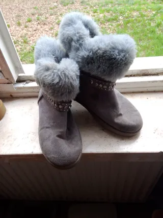Stivaletti donna grigi con pelliccia n.37
