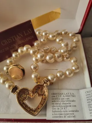 Collar y pendientes perlas bañados oro 24Kt CL