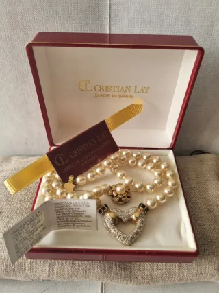 Collar y pendientes perlas bañados oro 24Kt CL