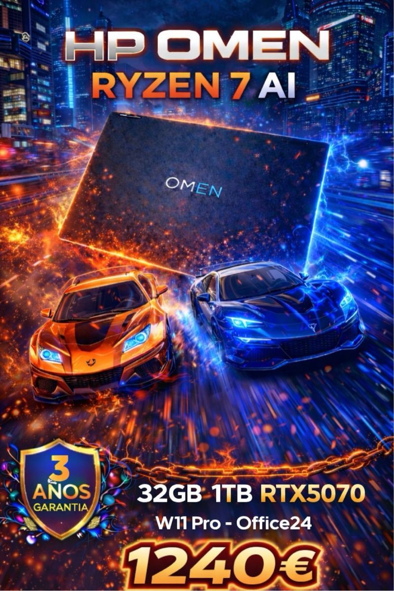 PORTÁTIL GAMING HP OMEN RYZEN7 AI 32GB 5070