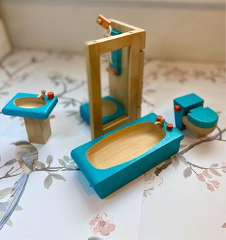 Muebles Casa Muñecas Baño Madera Coleccionismo