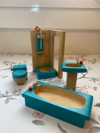 Muebles Casa Muñecas Baño Madera Coleccionismo