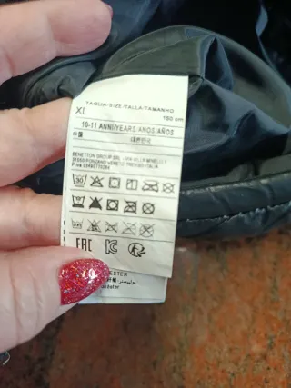 Piumino Benetton nero bimba XL 11 anni