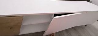 Mueble TV 180cm Blanco y Roble