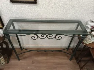 Mesa consola metal y cristal