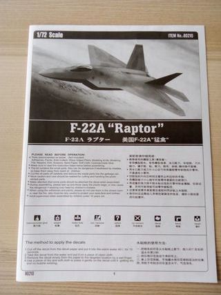 F-22 RAPTOR MAQUETA 1/72 HOBBY BOSS