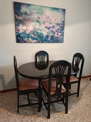 Mesa Redonda Extensible y 4 Sillas