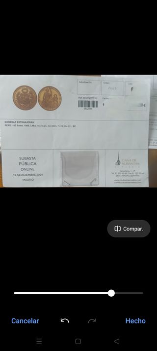 Moneda Peruana Oro  100 y 50 soles.