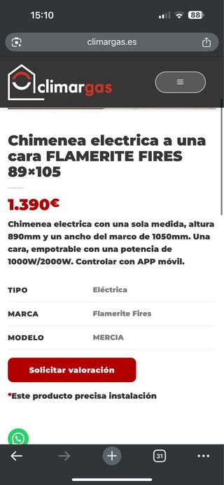 Estufa eléctrica decorativa beige