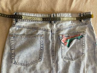 Falda vaquera larga hippie con parches