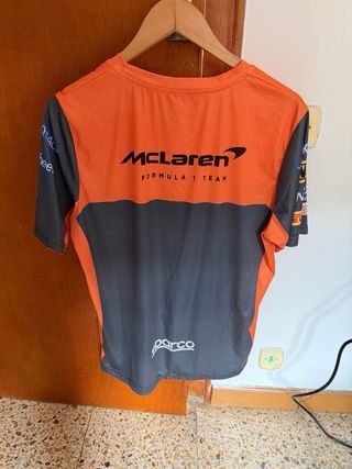 Camiseta McLaren naranja y gris