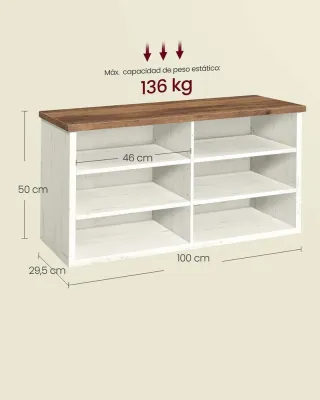 Banco Zapatero 6 Compartimentos VASAGLE LSB036W02