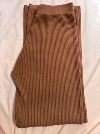 Pantalón punto ancho marrón talla única