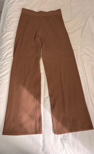 Pantalón punto ancho marrón talla única