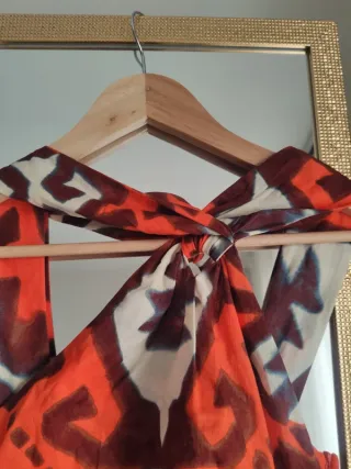 Vestido largo Zara verano estampado étnico naranja