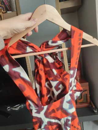 Vestido largo Zara verano estampado étnico naranja