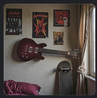 Guitarra Decorativa Pared Metal/Madera