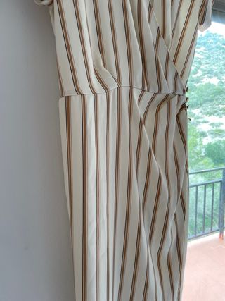 Vestido Sahariano Rayas Beige y Marrón