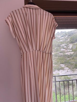 Vestido Sahariano Rayas Beige y Marrón