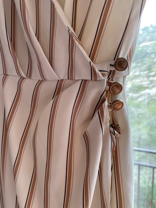 Vestido Sahariano Rayas Beige y Marrón