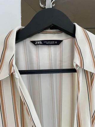 Vestido Sahariano Rayas Beige y Marrón