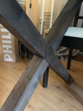 Mesa comedor cristal ovalado base madera